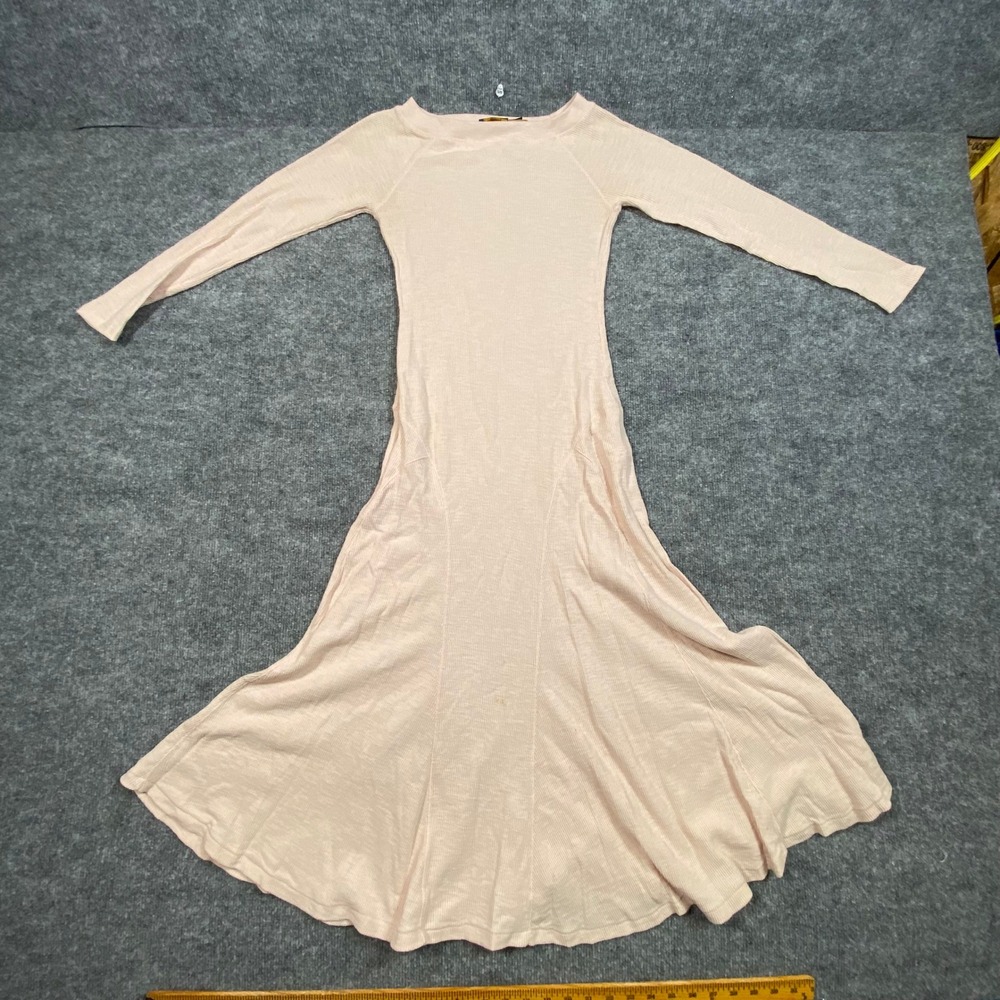 Polo Ralph Lauren Pink Waffle Knit Cotton Maxi Dress Long Sleeve XXS TTP